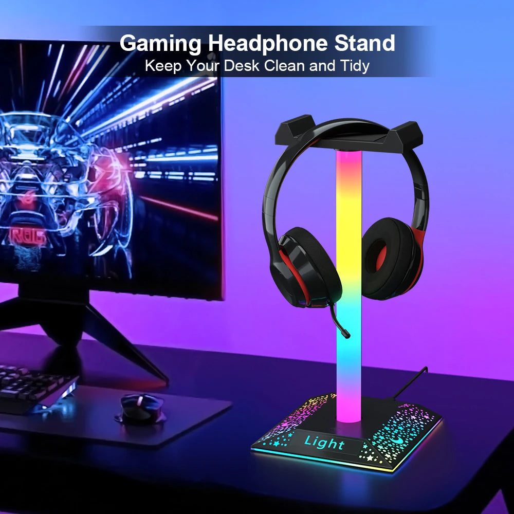 USB LED Lights Gaming Headset Stand