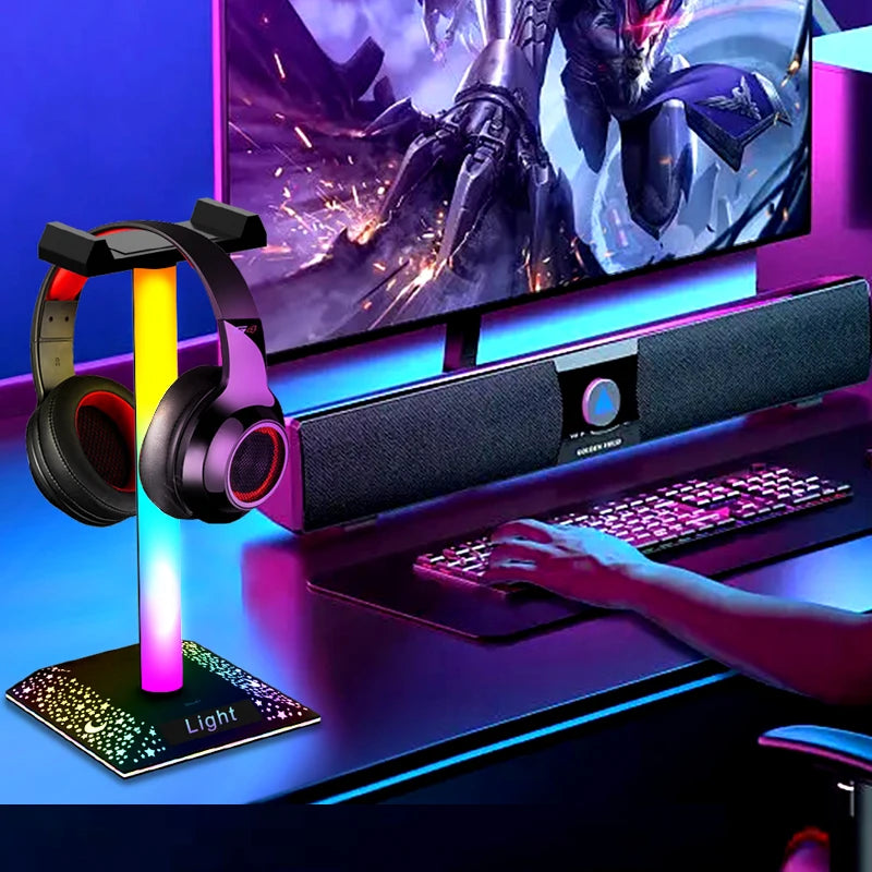 USB LED Lights Gaming Headset Stand